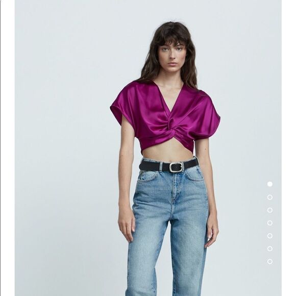 Zara knotted satin effect top - Picture 3 of 9
